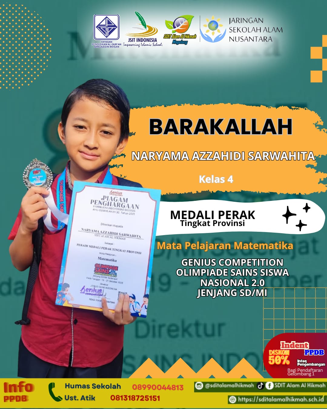 MasyaAllah, Dari Niat Kecil Lahir Prestasi Besar: Naryama Raih Medali Perak Tingkat Provinsi