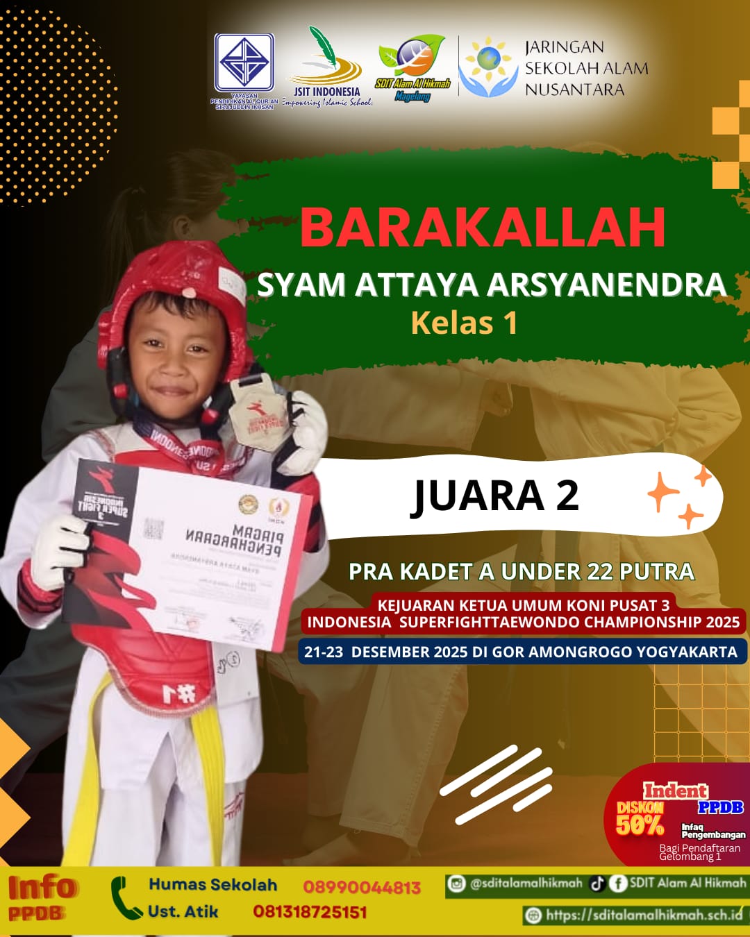 Barakallah! Prestasi Gemilang Ananda Syam Attaya Arsyanendra Mengharumkan SD IT Alam Al Hikmah
